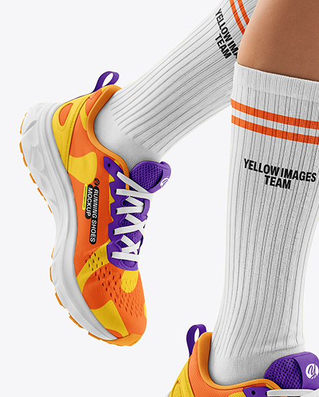 Running Shoes on Women's Legs Mockup