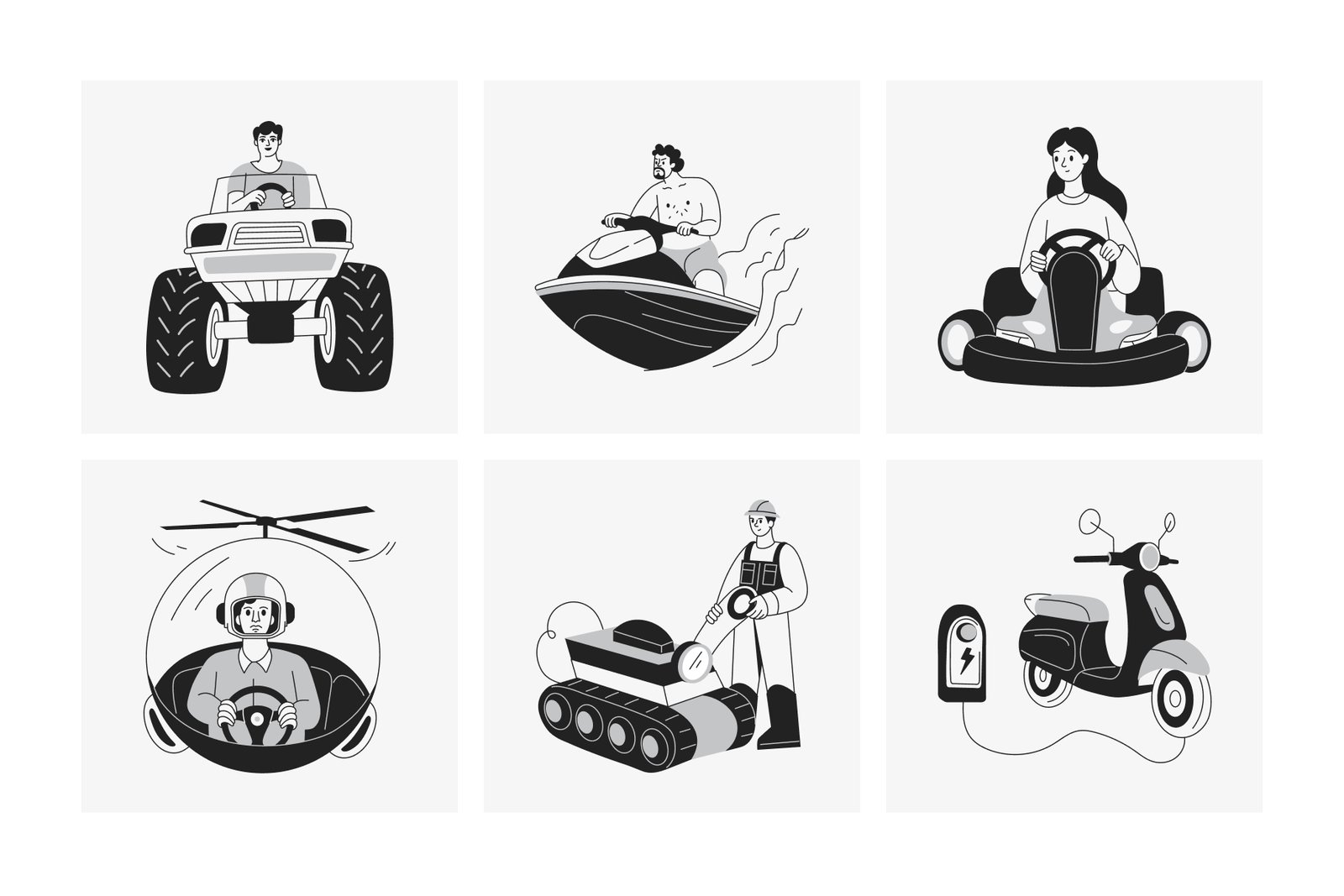 Vehicle Illustration Art Set