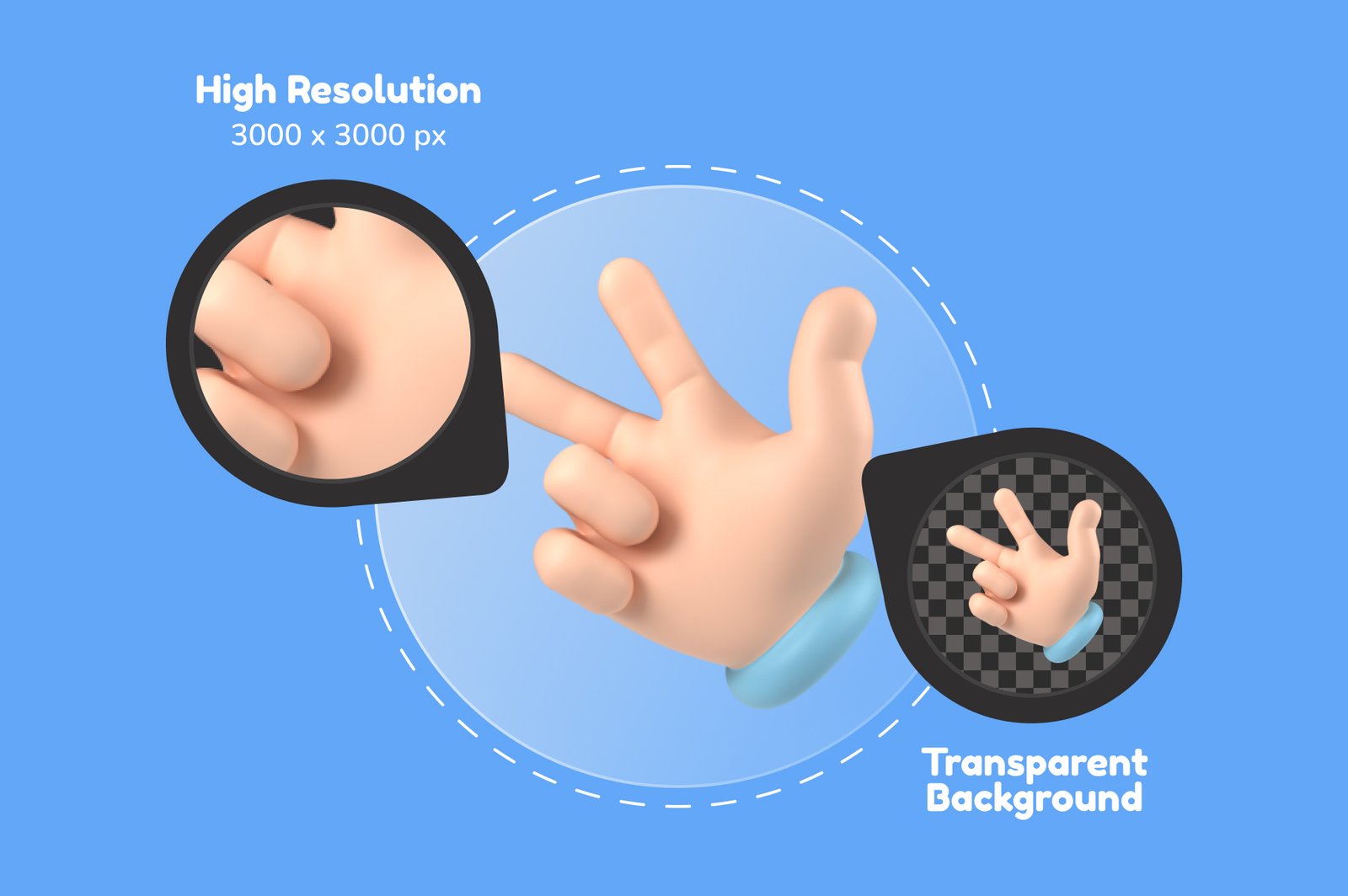 Floating 3D Hands Icons