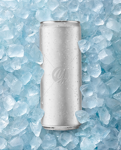 Slim Aluminium Can in Ice Mockup