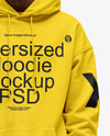 Black Man Wearing Hoodie and Shorts Mockup