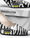Pair of Glossy Slingbacks on Shoe Box Mockup
