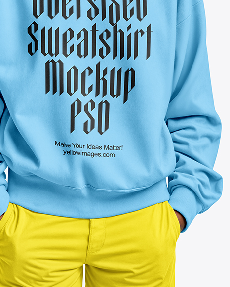 Elderly Black Woman Wearing Oversize Sweatshirt and Pants Mockup