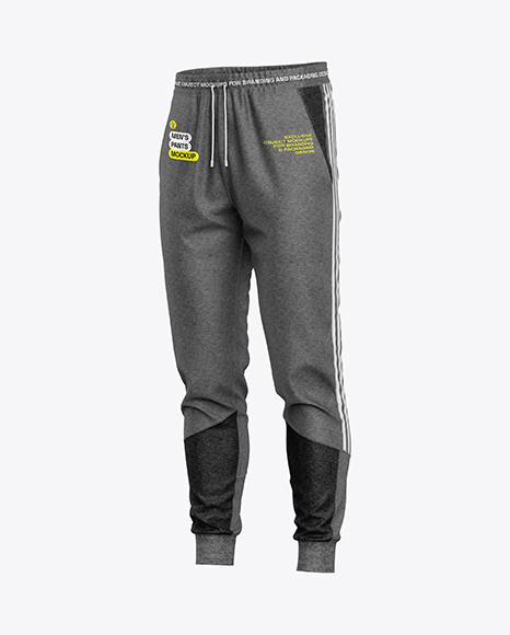 Heather Men’s Pants Mockup - Half Side View - Men's+Side+Striped+Grey+Melange+Sport+Pants