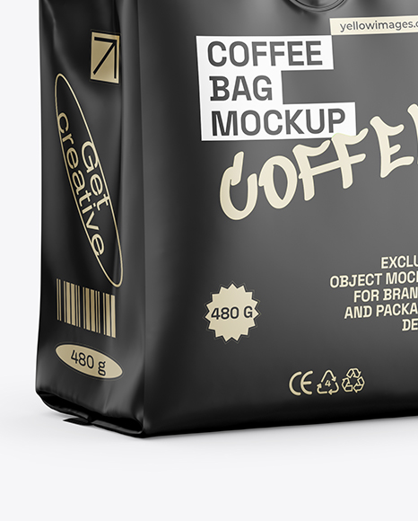 Matte Coffee Bag Mockup - Half Side view