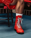 Man in Full Boxing Kit Sitting In Corner of Ring Mockup