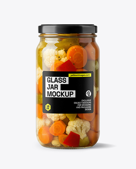 Glass Jar with Giardiniera Mockup - Glass can mockup