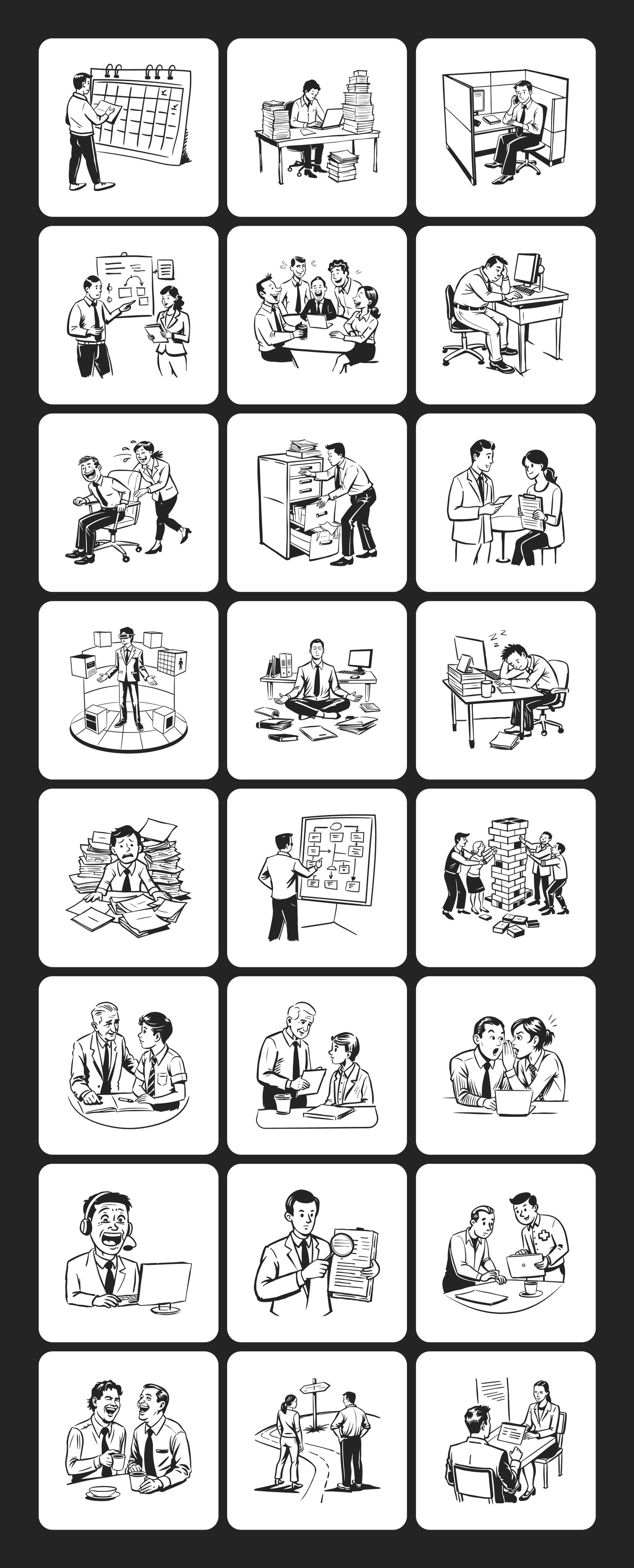 Business Drawing Illustration Set
