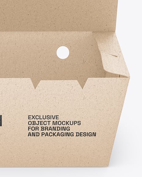 Opened Kraft Paper Food Box Mockup