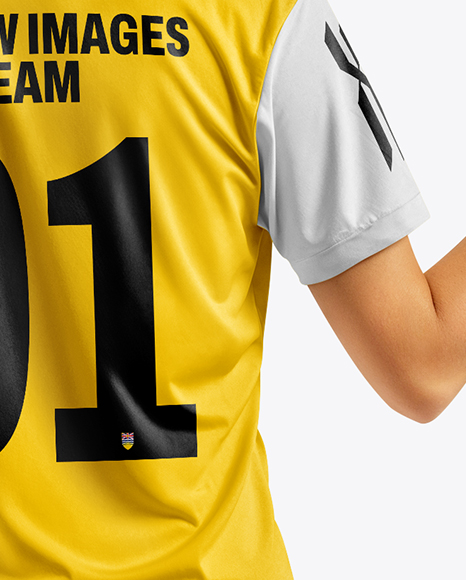 Female Soccer Player Wearing Jersey and Shorts Mockup