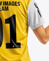 Female Soccer Player Wearing Jersey and Shorts Mockup