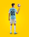 Soccer Player Wearing Jersey and Shorts Mockup