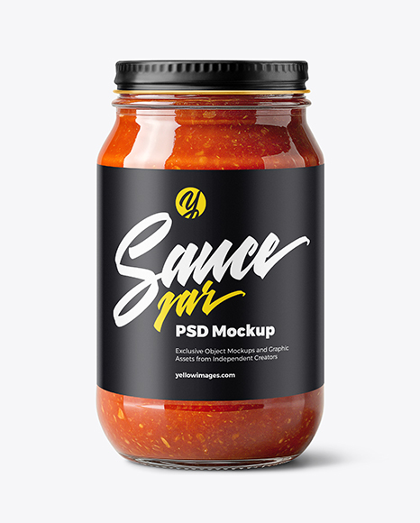 Glass Jar with Pizza Sauce Mockup - Tomato paste mockup