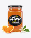 Square Glass Jar with Orange Blossom Honey Mockup