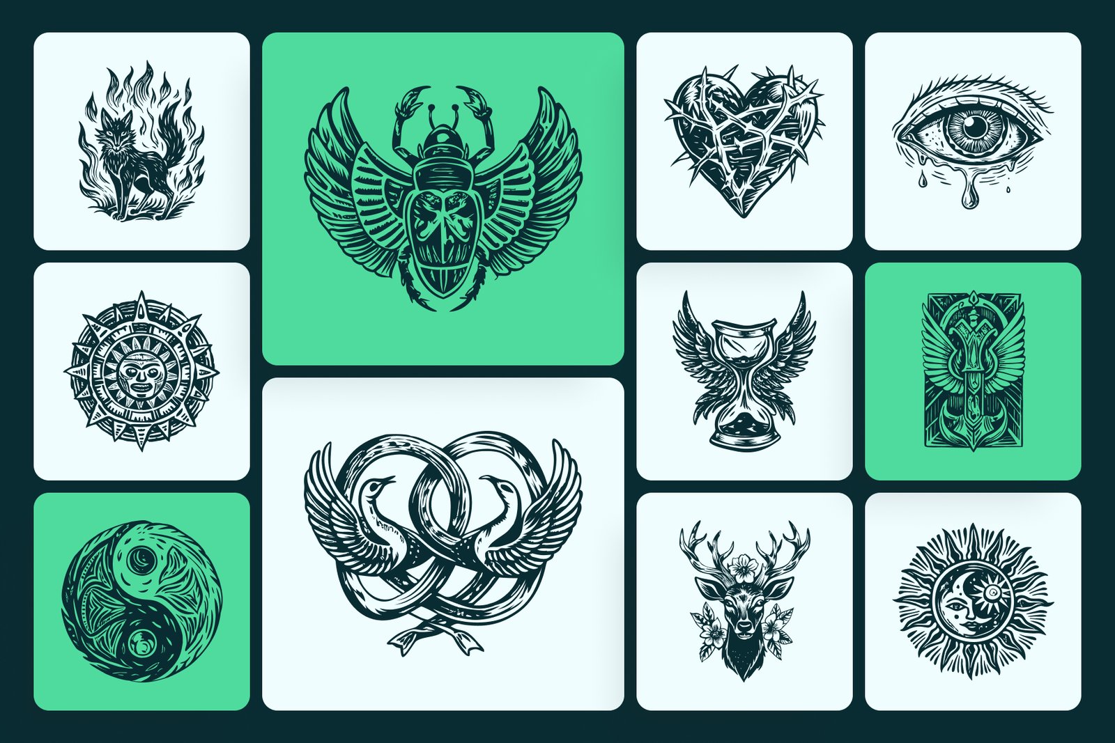 Vintage Tattoo Illustration Set