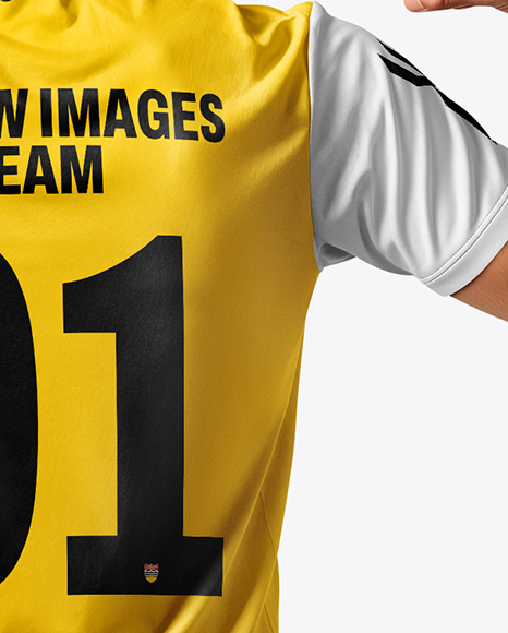 Man Wearing Soccer Jersey and Shorts Mockup