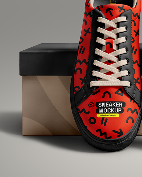 Pair of Sneakers with Shoe Box Mockup