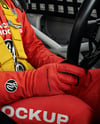 Man Wearing Racing Kit In Nascar Car Mockup