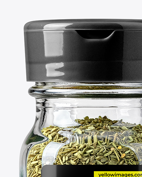 Glass Spice Jar with Dried Basil Mockup