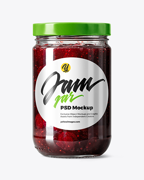 Clear Glass Jar with Cherry Jam Mockup - Glass can mockup