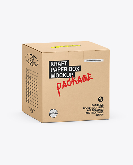 Kraft Paper Box Mockup – Half Side View
