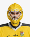 Man Wearing Ice Hockey Goalkeeper Kit Mockup