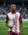 Soccer Player Wearing a Crew Neck Jersey and Shorts at the Stadium Mockup