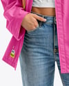 Young Woman in Sunglasses Wearing Jacket and Crop Top Mockup