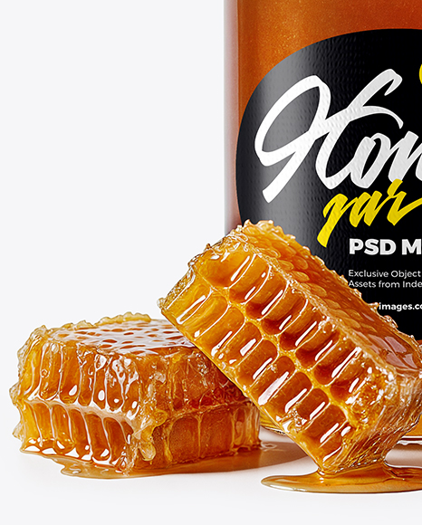 Glass Jar with Wildflower Honey Mockup