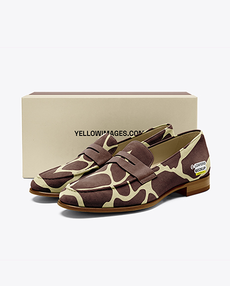 Pair of Suede Loafers with Shoe Box Mockup - Gift box mockup