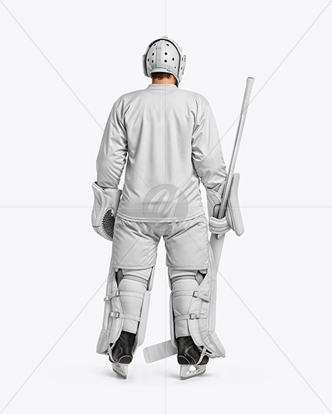 Man Wearing Ice Hockey Goalkeeper Kit Mockup