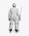 Man Wearing Ice Hockey Goalkeeper Kit Mockup