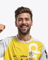 Soccer Player Wearing Raglan Jersey and Shorts Mockup