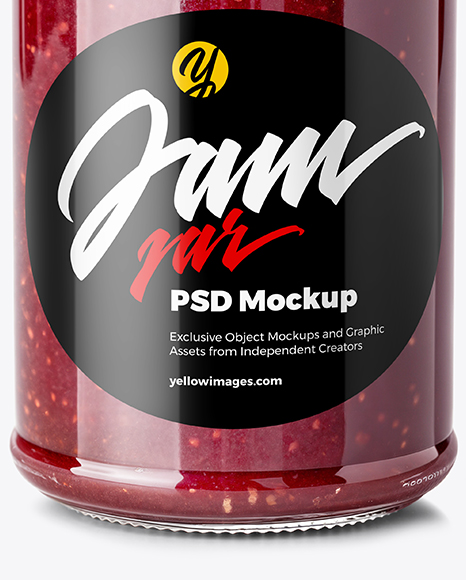 Glass Jar with Raspberry Jam Mockup