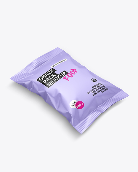 Glossy Snack Pack Mockup - Half Side View