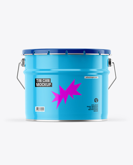 Glossy Tin Can W Metallic Handle Mockup