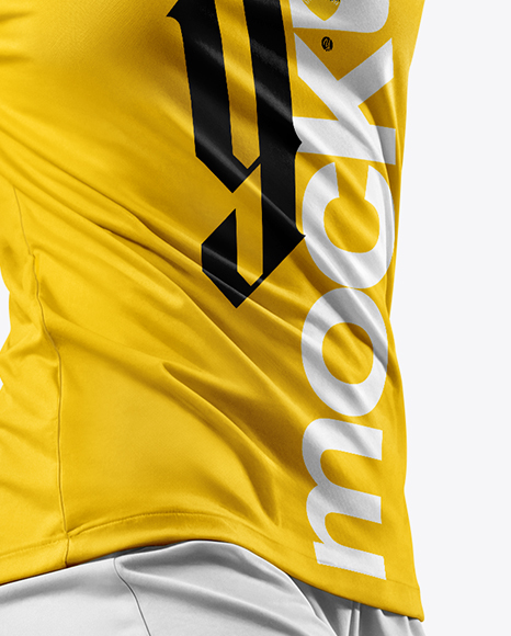 Woman Wearing Soccer Jersey and Shorts Mockup