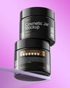 Two Glossy Cosmetic Jars on the Glass Mockup