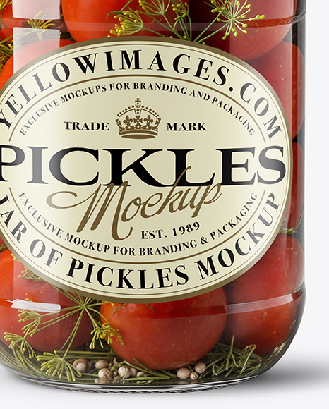 Glass Jar Filled Pickled Tomatoes Mockup