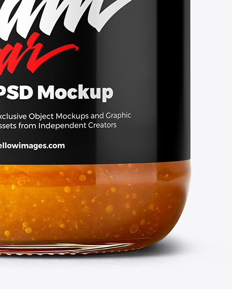 Glass Jar with Apricot Jam Mockup