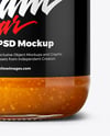 Glass Jar with Apricot Jam Mockup