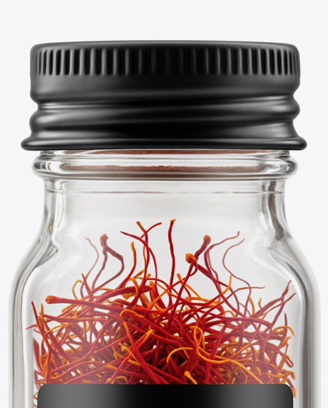 Small Glass Bottle with Saffron Threads Mockup