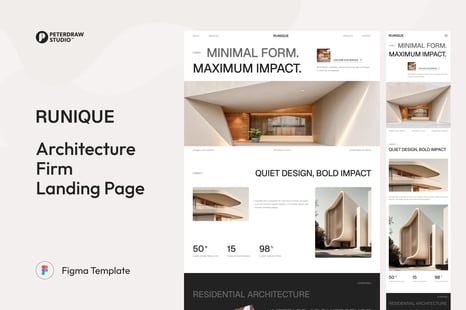 Runique – Architecture Firm Website UI Figma Template - Graphic Design Assets