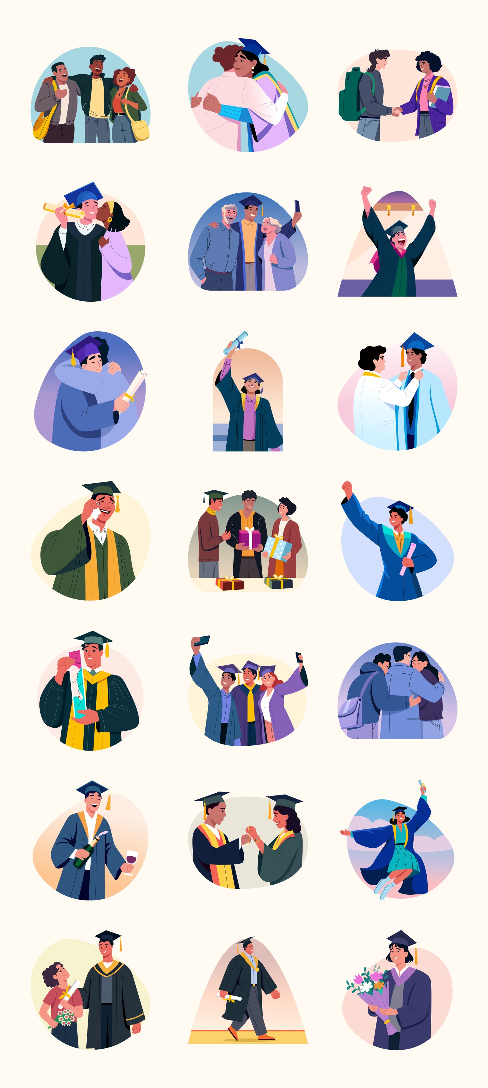 Graduation Illustration Art Set