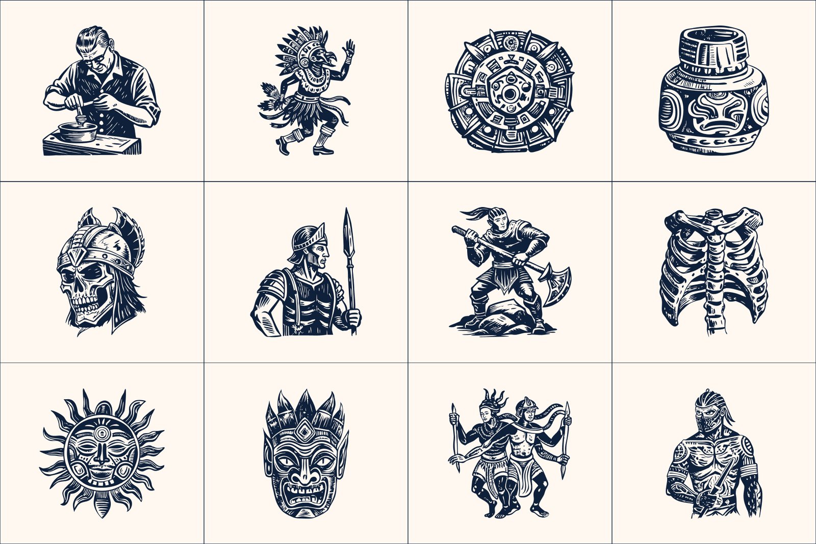 Vintage Maya Icon Set