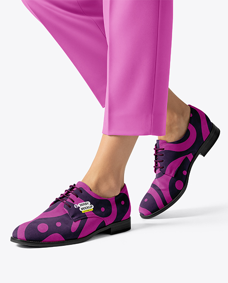 Suede Derby with Trousers on Women's Legs Mockup - Apparel mockups