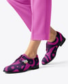 Suede Derby with Trousers on Women's Legs Mockup