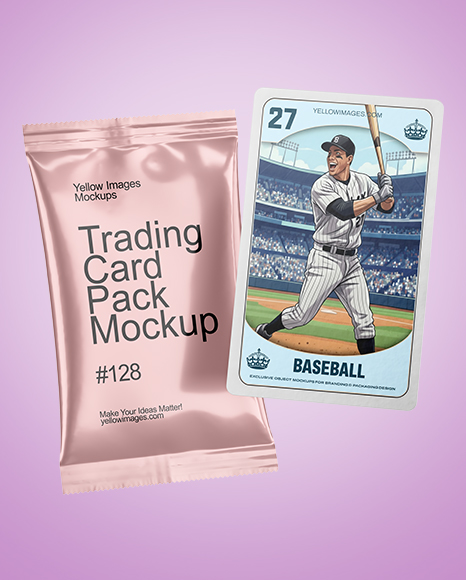 Metallic Trading Card Pack with Card Mockup