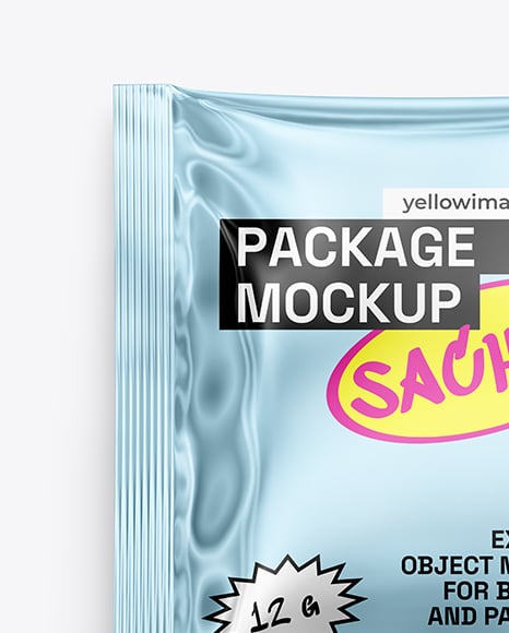 Glossy Metallic Sachet Mockup