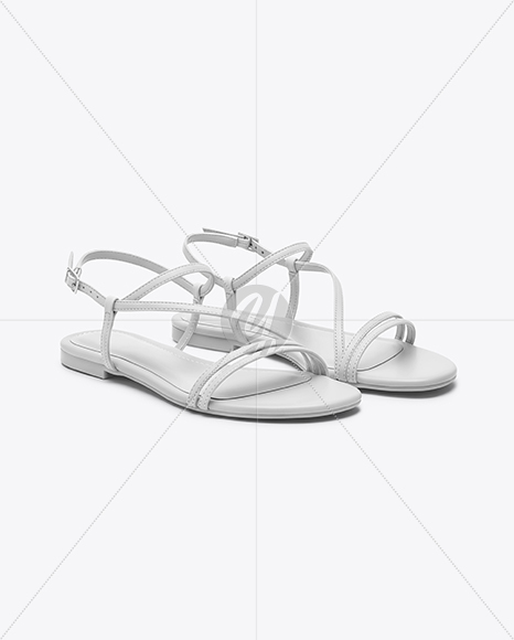 Pair of Women's Strappy Sandals Mockup